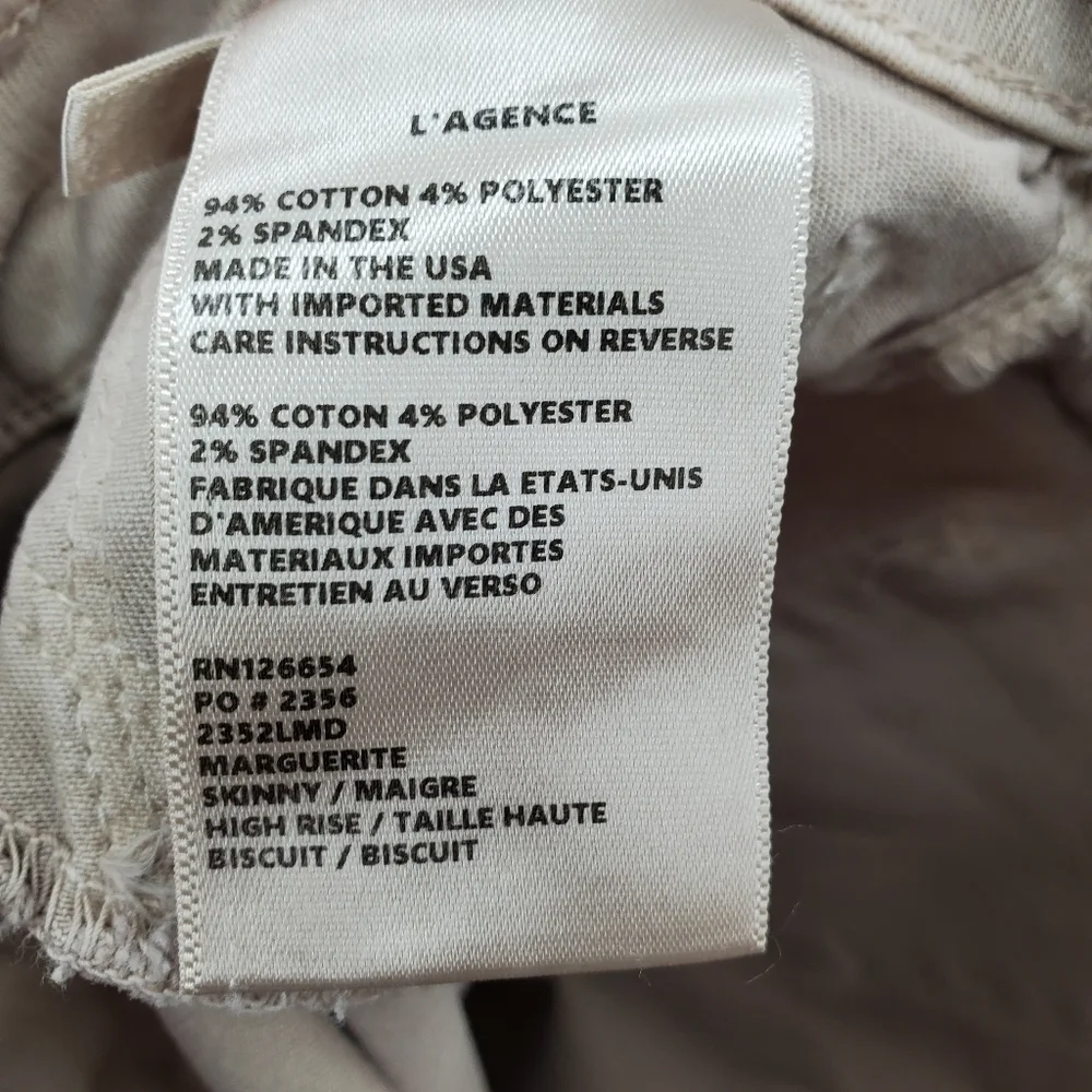 L'AGENCE Marguerite Skinny High Rise Jeans Biscuit - Picture 6 of 13